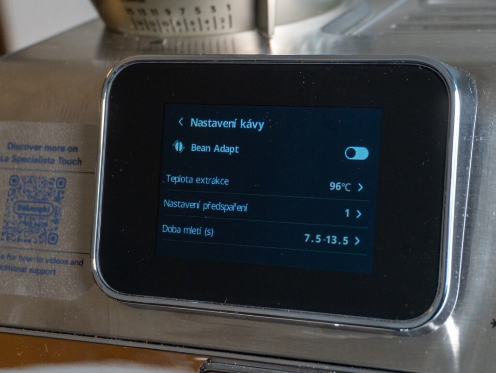 DeLonghi La Specialista Touch - Bean Adapt - nastavování