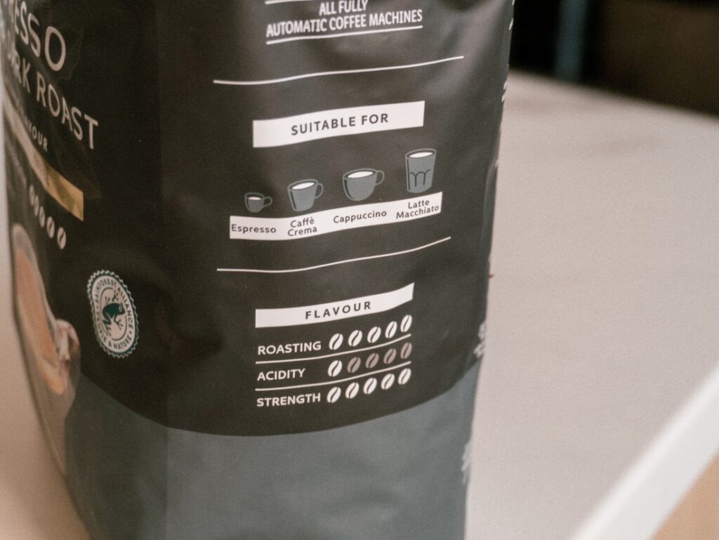 Bellarom Espresso Extra Dark Roast - boční strana obalu
