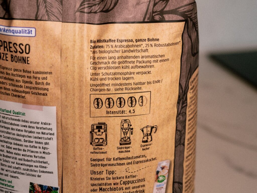DM Bio Espresso – zadní strana obalu