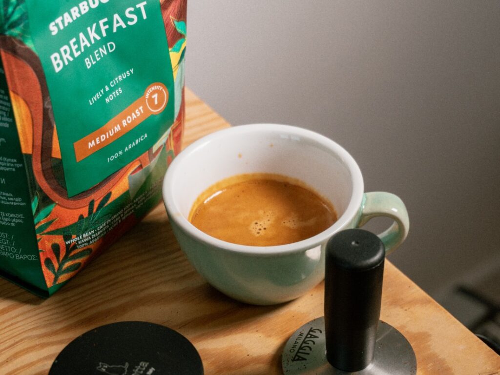 recenze Starbucks Breakfast Blend - espresso